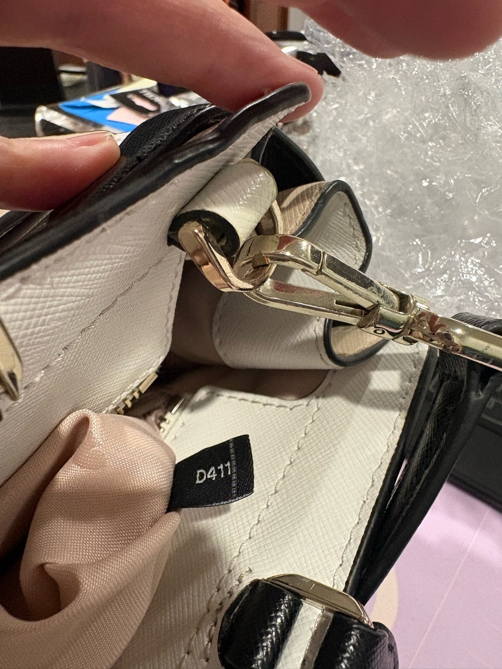 kate spade Beige, White & Black Colorblock Saffiano Satchel - Picture 5 of 5